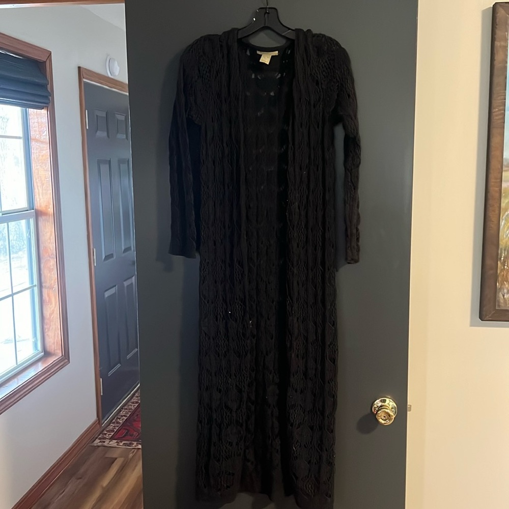 Joan vass New York long black cardigan size L